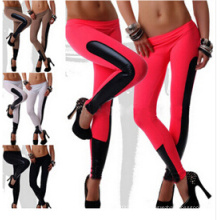 2015 Novo projetado Mulheres Faux Couro estiramento Stretch Leggings 23689